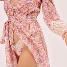 Load image into Gallery viewer, NWT For Love &amp; Lemons Gardenia Floral Sheer Lace Button-Up Robe (Small)
