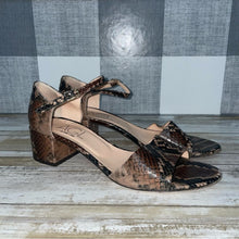 Load image into Gallery viewer, AGL Snake-Embossed Leather Block Heel Open Toe Low Heels (9)
