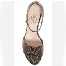 Load image into Gallery viewer, AGL Snake-Embossed Leather Block Heel Open Toe Low Heels (9)
