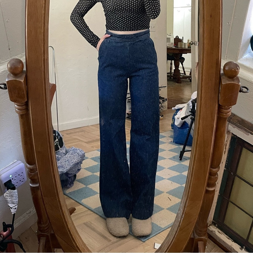 Dries Van Noten High Rise Wide Leg Flare Side Zip Sailor Jeans (0)
