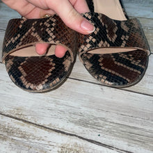 Load image into Gallery viewer, AGL Snake-Embossed Leather Block Heel Open Toe Low Heels (9)
