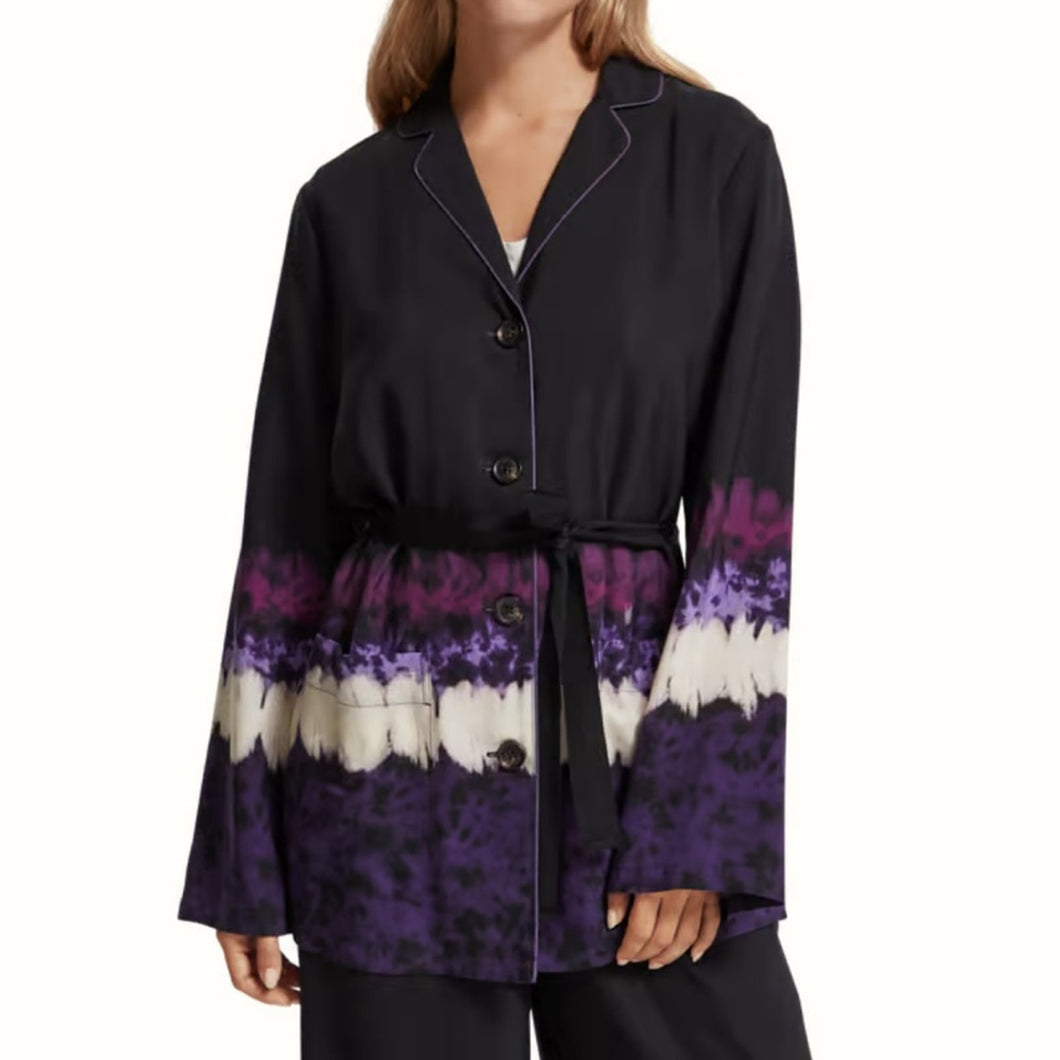 NWOT Scotch + Soda Dip Dye Printed Oversized Belted Pyjama Blazer (XS) - (Small)