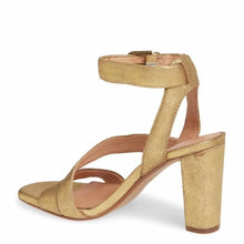 Load image into Gallery viewer, Madewell Liv Pyrite Gold Leather Strappy Open Toe Heels (W9.5)
