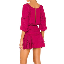 Load image into Gallery viewer, Tularosa Avery Drop Waist Balloon Sleeve Ruffle Satin Mini Dress (XXS)
