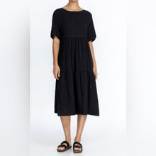 Load image into Gallery viewer, NWT Johnny Was Calme Raglan Tiered Contrast Flowy Crewneck Midi Dress (XS)
