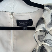 Load image into Gallery viewer, Saloni Abstract Feather Print Long Sleeve Ruffle Midi Dress (6)
