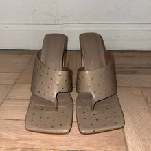 Load image into Gallery viewer, Song of Style x Revolve Geo Leather Ostrich-Embossed Square Toe Heels (W6)
