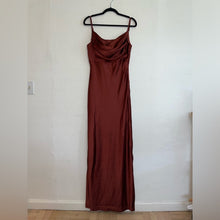 Load image into Gallery viewer, NWT Revelry Skye Satin Cinnamon Rose Cowl Neck Maxi Bridesmaid Dress (10)
