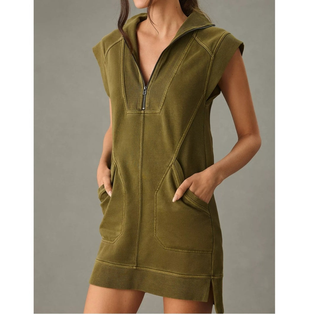 Anthropologie Daily Practice Meru Zip-Front Sweatshirt Mini Dress (XS)