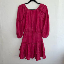 Load image into Gallery viewer, Tularosa Avery Drop Waist Balloon Sleeve Ruffle Satin Mini Dress (XXS)
