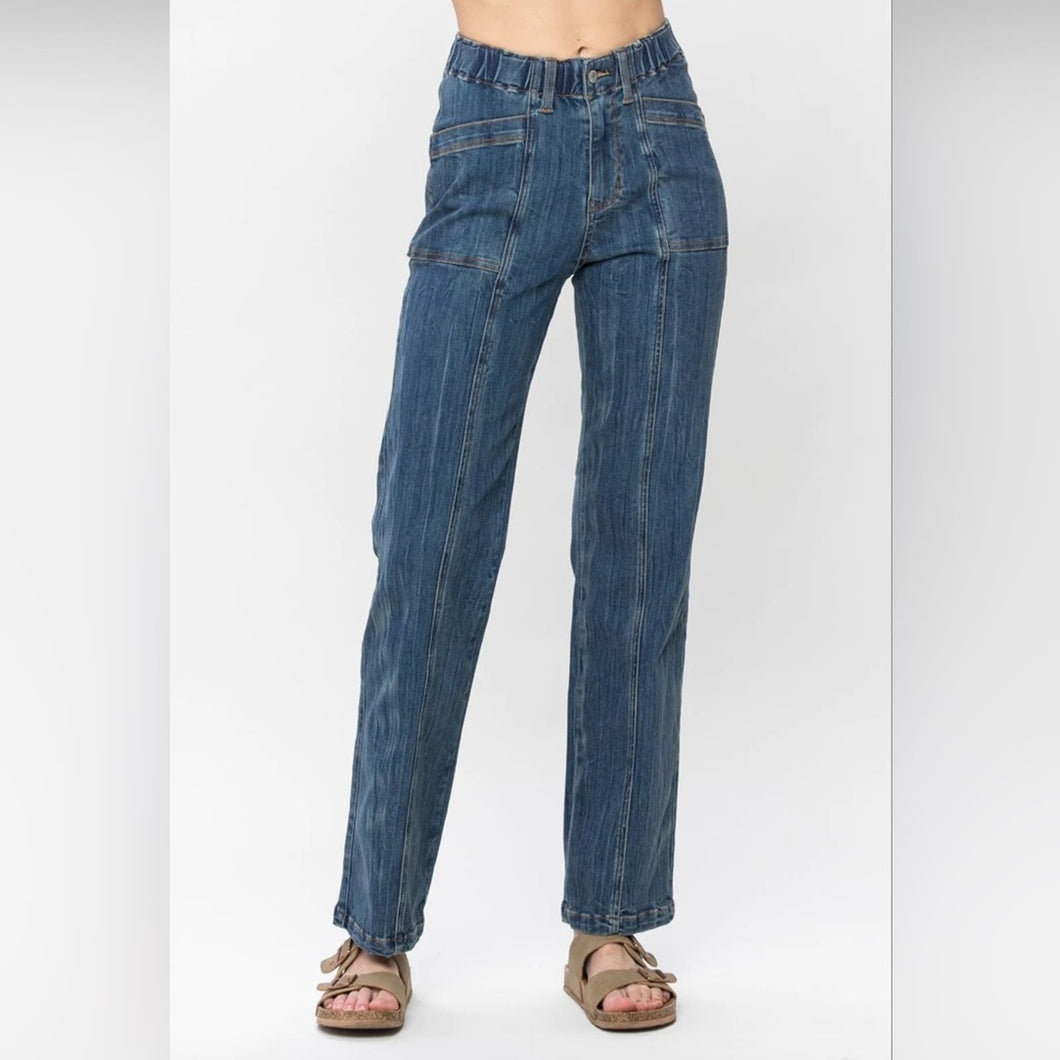 NWT Judy Blue High Waist Elastic Waist Vintage Straight Jeans (0) or (24)