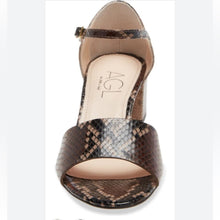 Load image into Gallery viewer, AGL Snake-Embossed Leather Block Heel Open Toe Low Heels (9)
