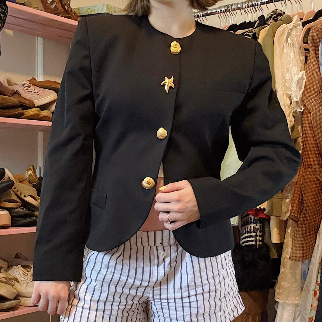 Vintage Wool Gold Shell Blazer Jacket (2) - (4)