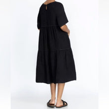 Load image into Gallery viewer, NWT Johnny Was Calme Raglan Tiered Contrast Flowy Crewneck Midi Dress (XS)

