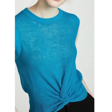 Load image into Gallery viewer, Veronica Beard Kellen Twist-Front Sleeveless Linen Knit Top (Medium)
