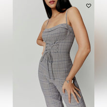 Load image into Gallery viewer, NWT Reformation Cameran Plaid Corset Lace-Up Straight Leg Jumpsuit (6)
