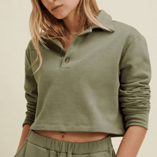 Load image into Gallery viewer, NWT Recess Pickleball Hartford Crop Polo Cropped Pullover Sweatshirt (Small)
