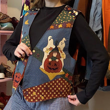 Load image into Gallery viewer, Vintage Halloween Pumpkin Ghost Witch Open-Front Vest (Medium) - (Large)
