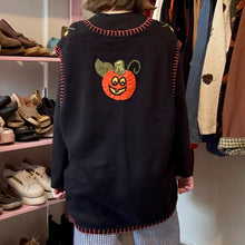 Load image into Gallery viewer, Vintage Fall Jack-O-Lantern Pumpkin Button-Up Sweater Vest (2X) - (3X)

