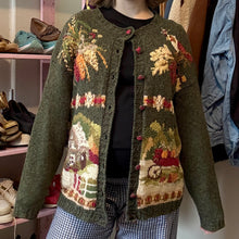 Load image into Gallery viewer, Vintage Fall Harvest Farm Button-Down Cardigan Sweater (Medium)
