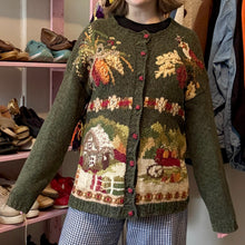 Load image into Gallery viewer, Vintage Fall Harvest Farm Button-Down Cardigan Sweater (Medium)

