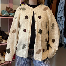 Load image into Gallery viewer, Vintage Fall Leaf Linen Blend Button-Front Cardigan Sweater (Large)
