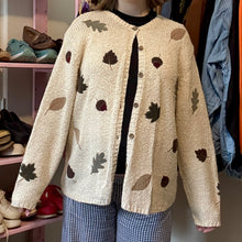 Load image into Gallery viewer, Vintage Fall Leaf Linen Blend Button-Front Cardigan Sweater (Large)
