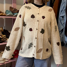 Load image into Gallery viewer, Vintage Fall Leaf Linen Blend Button-Front Cardigan Sweater (Large)
