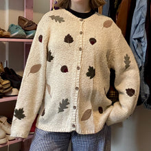 Load image into Gallery viewer, Vintage Fall Leaf Linen Blend Button-Front Cardigan Sweater (Large)
