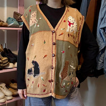 Load image into Gallery viewer, Vintage Fall Cat Button-Front Sweater Vest (XL)
