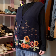 Load image into Gallery viewer, Vintage Scarecrow Pumpkin Fall Sweater Vest (Medium)

