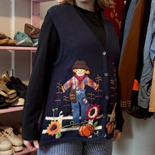 Load image into Gallery viewer, Vintage Scarecrow Pumpkin Fall Sweater Vest (Medium)
