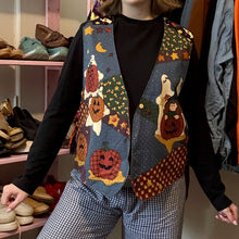 Load image into Gallery viewer, Vintage Halloween Pumpkin Ghost Witch Open-Front Vest (Medium) - (Large)
