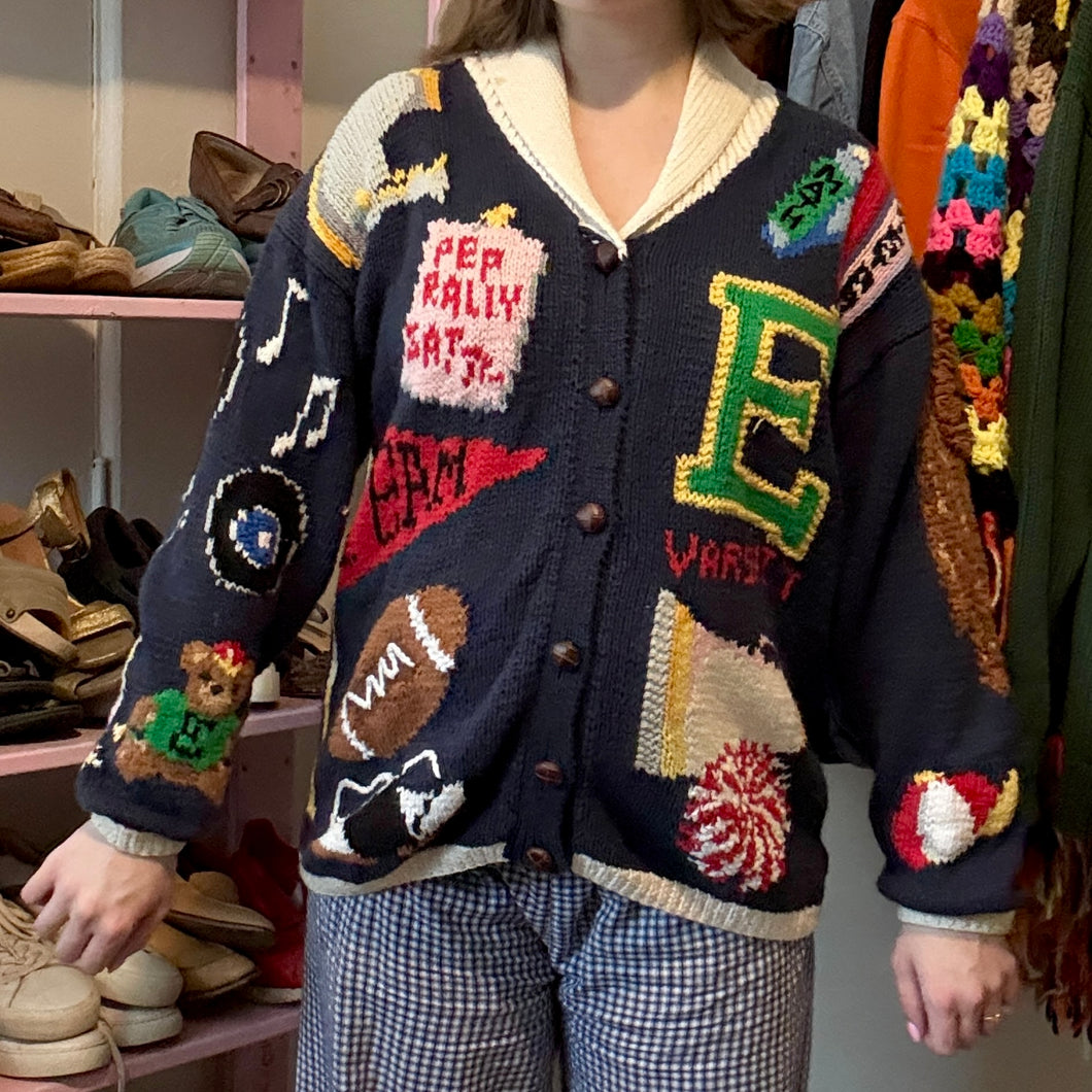 Vintage Eagle's Eye Teacher Football Cardigan Sweater (Small) - (Medium)