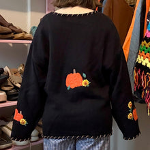 Load image into Gallery viewer, Vintage Scarecrow Embroidered Pumpkin Sunflower Sweater (XL) - (XXL)
