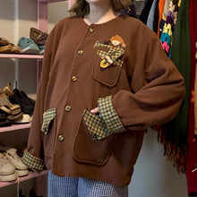 Load image into Gallery viewer, Vintage Handmade Scarecrow Fleece Button-Front Cardigan Jacket (XL) *Flawed*
