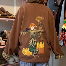 Load image into Gallery viewer, Vintage Handmade Scarecrow Fleece Button-Front Cardigan Jacket (XL) *Flawed*
