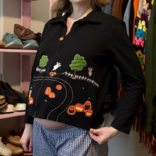 Load image into Gallery viewer, Y2K Halloween Ghost Pumpkin Full-Zip Cropped Jacket (Small)
