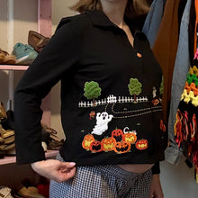 Load image into Gallery viewer, Y2K Halloween Ghost Pumpkin Full-Zip Cropped Jacket (Small)
