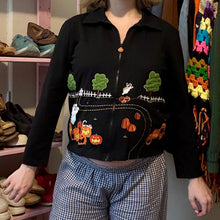 Load image into Gallery viewer, Y2K Halloween Ghost Pumpkin Full-Zip Cropped Jacket (Small)

