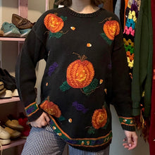 Load image into Gallery viewer, Vintage Halloween Pumpkin Jack-O-Lantern Chunky Sweater (Medium) - (Large)
