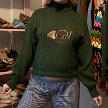 Load image into Gallery viewer, Vintage Equestrian Polo Embroidered Cable Knit Turtleneck Sweater (XS) - (Small)
