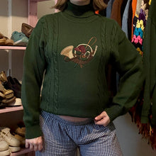 Load image into Gallery viewer, Vintage Equestrian Polo Embroidered Cable Knit Turtleneck Sweater (XS) - (Small)
