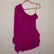 Load image into Gallery viewer, LoveShackFancy Darling Silk One Shoulder Ruffle Asymmetrical Mini Dress (6)
