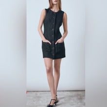 Load image into Gallery viewer, NWT Endless Rose Tweed Button-Front Patch Pocket Sleeveless Mini Dress (Medium)
