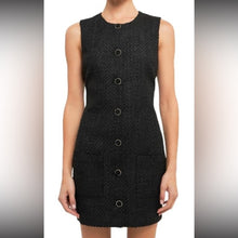 Load image into Gallery viewer, NWT Endless Rose Tweed Button-Front Patch Pocket Sleeveless Mini Dress (Medium)
