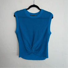 Load image into Gallery viewer, Veronica Beard Kellen Twist-Front Sleeveless Linen Knit Top (Medium)
