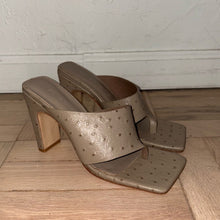 Load image into Gallery viewer, Song of Style x Revolve Geo Leather Ostrich-Embossed Square Toe Heels (W6)
