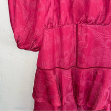 Load image into Gallery viewer, Tularosa Avery Drop Waist Balloon Sleeve Ruffle Satin Mini Dress (XXS)
