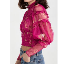 Load image into Gallery viewer, NWT Free People Time For Shine Smocked Puff Sleeve Balloon Sleeve Top (Small)
